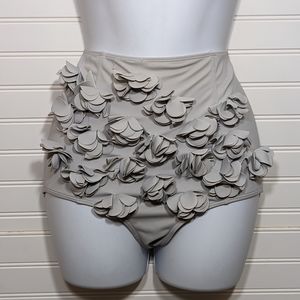Kortni Jeane Gray 3D Flowers Floral High Waisted Bikini Swim Bottoms // Small